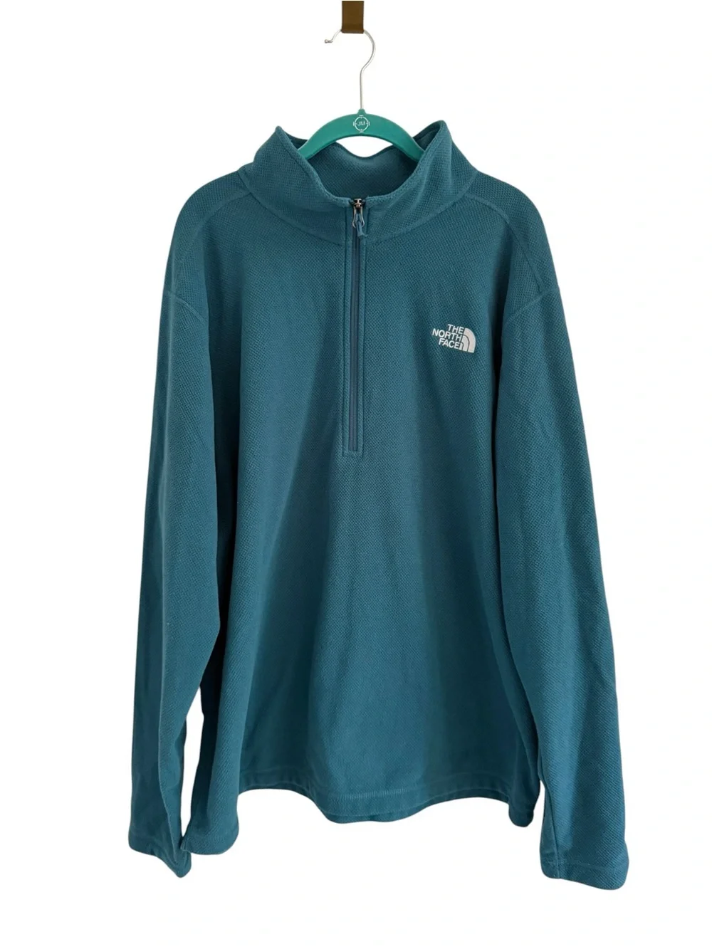 The North Face Men’s Teal Quarter-Zip Fleece Pullover Size XXL Blue Green Casual